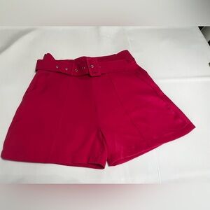 Women's Pink Belted Shorts